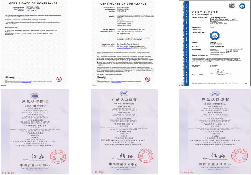 Longkingdom Resistor factory china resistor manufactory certification UL TUV CQC